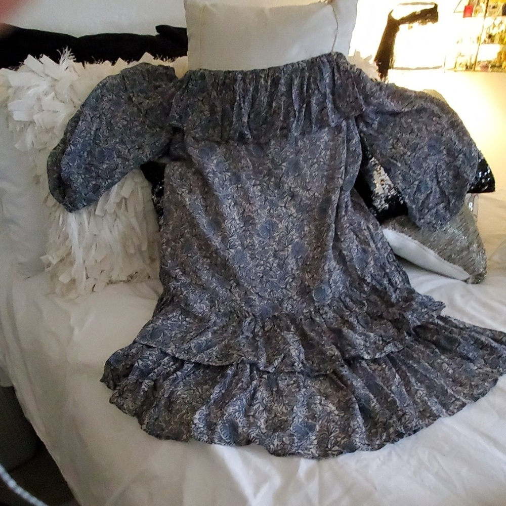 Rebecca Minkoff off the shoulders or straps, purple &  blue dress NWT - Picture 5 of 6